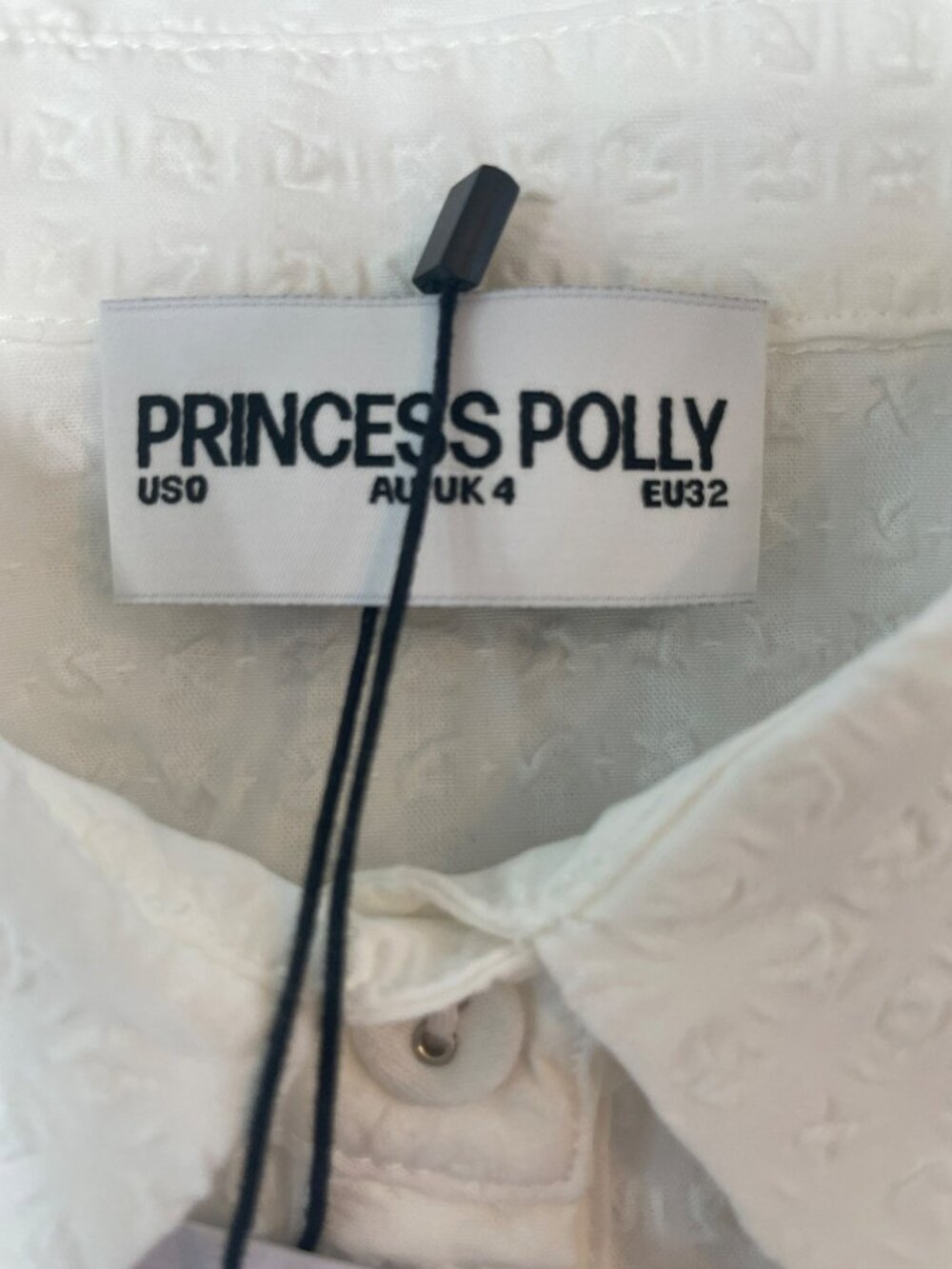 Princess Polly Covey Mini Dress White Button Front Ruffled Hem Wmn's US Sz 0 NWT - Picture 7 of 8